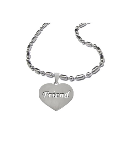 Menjewell " FRIEND" In Love Heart Design Pendant For Men & Boys